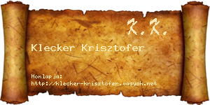 Klecker Krisztofer névjegykártya